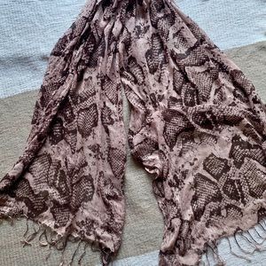 Brown and Taupe snake skin patterned scarf